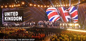 Großbritanniens Team auf der Arena-Bühne