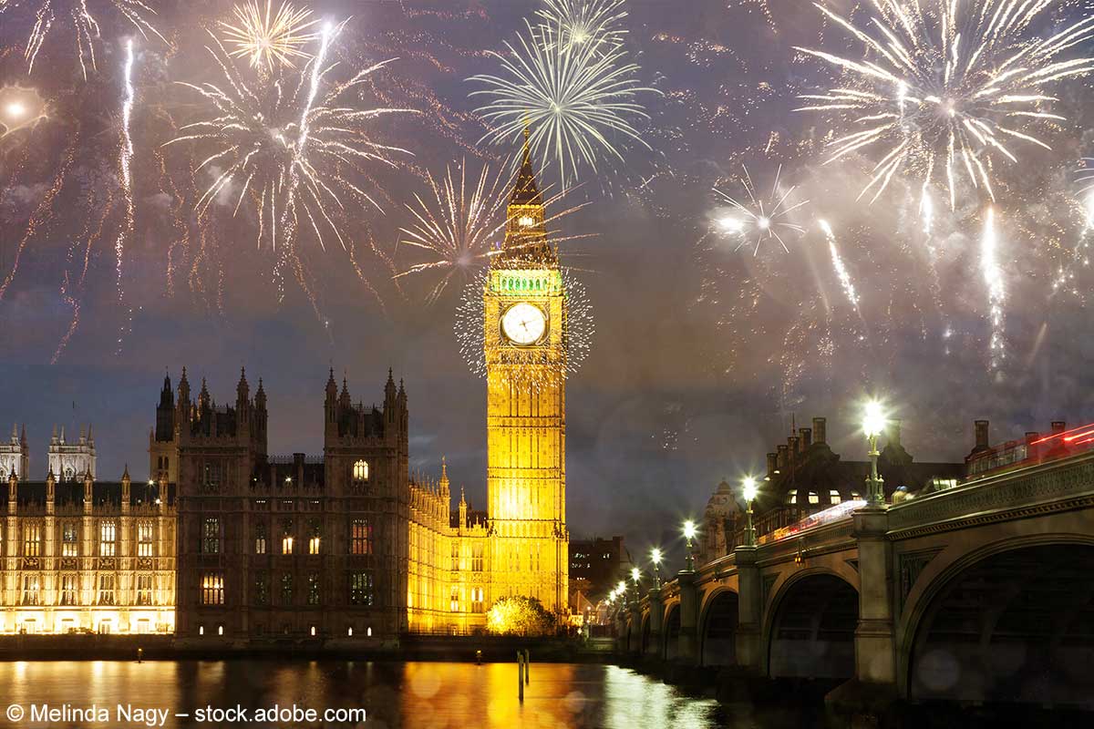 Elizabeth Tower in London in der Silvesternacht