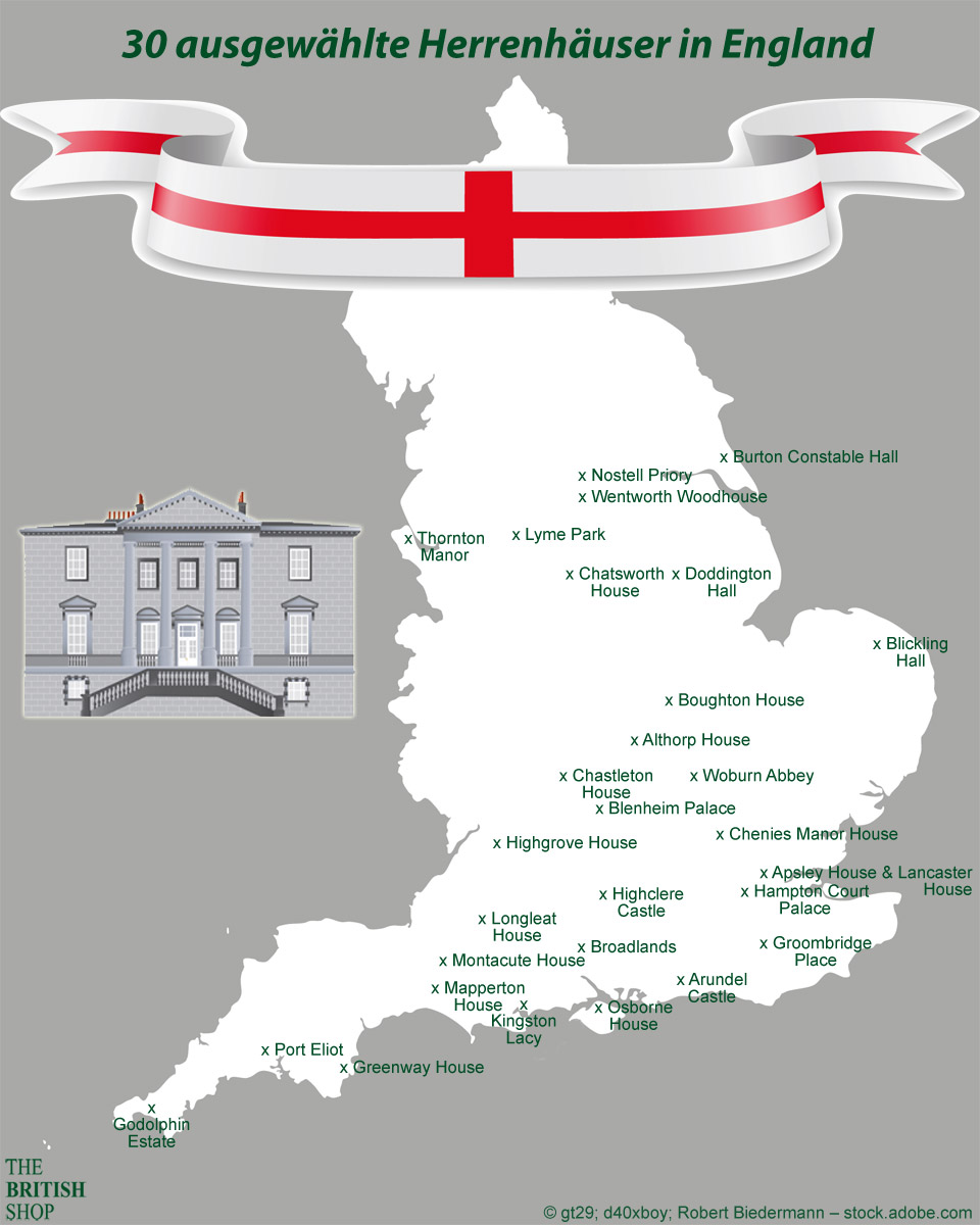 Herrenhäuser in England: eine Auswahl